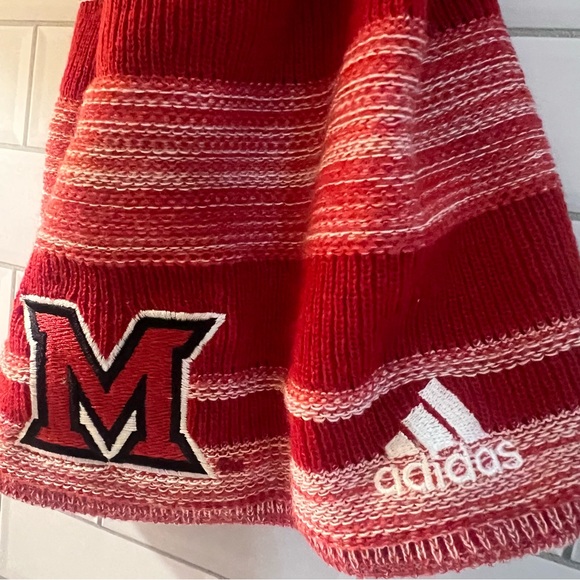Miami University Redhawks | Adidas Striped Beanie | Red/White | NWT - Picture 3 of 5